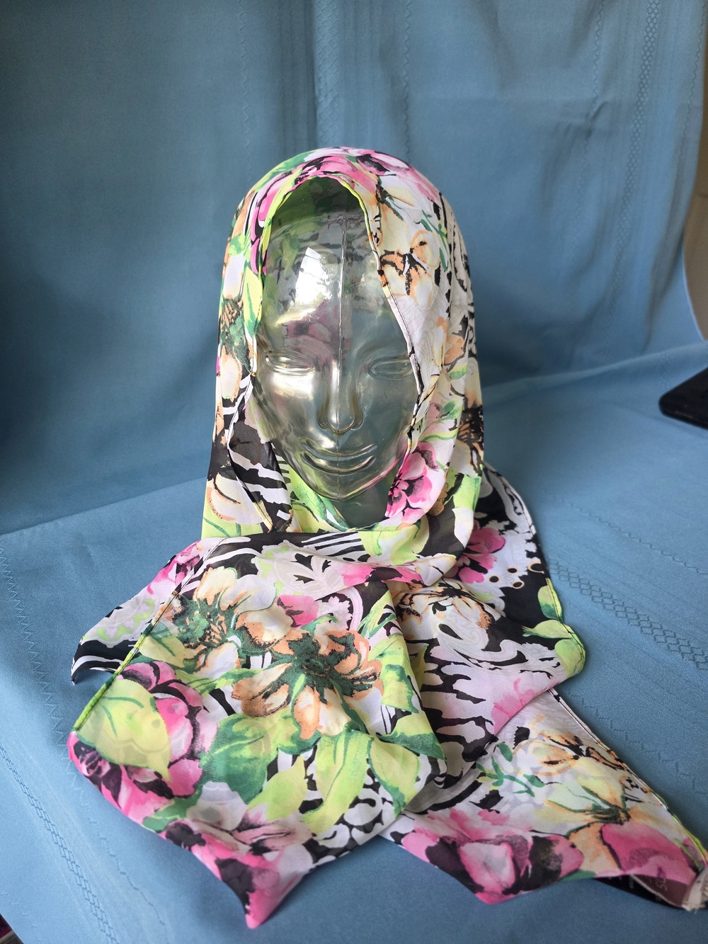 Chico’s Watercolor Floral Oblong Scarf OS 13x70 Wrap Shawl Coastal